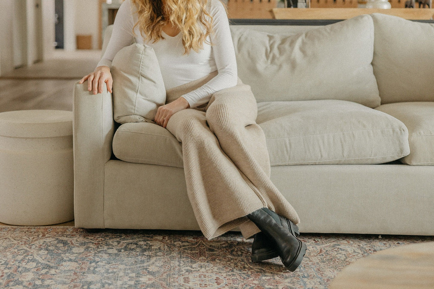 Women's Luxe Wide Leg Sweater Pant - Oatmeal