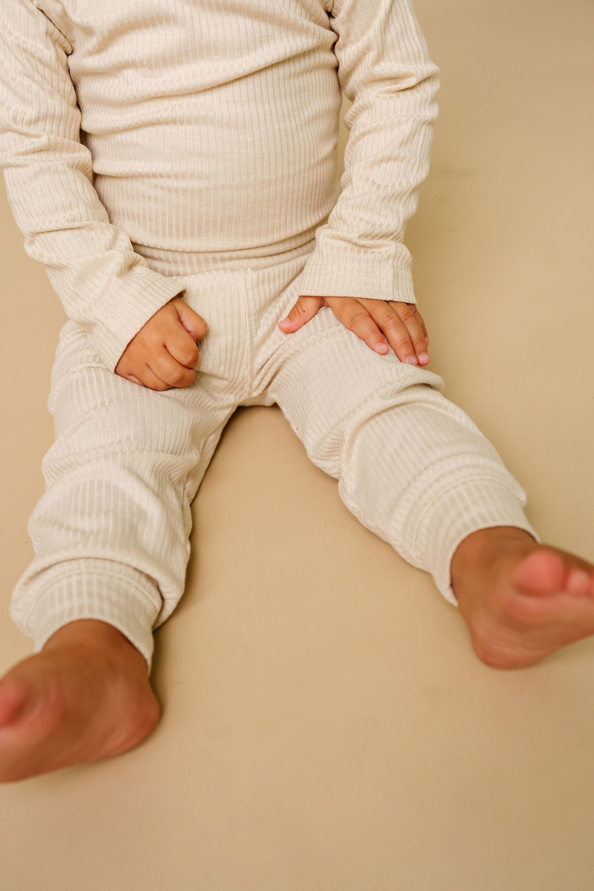 Rib Knit Baby Pants - Moonstone