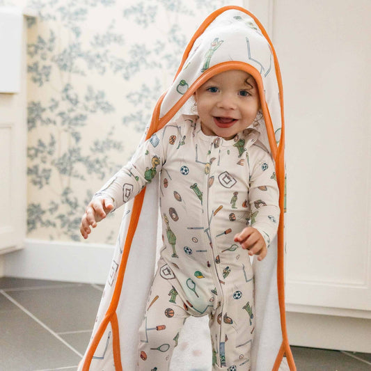 Premium Baby Knit Hooded Towel - Sesame Street Varsity Friends