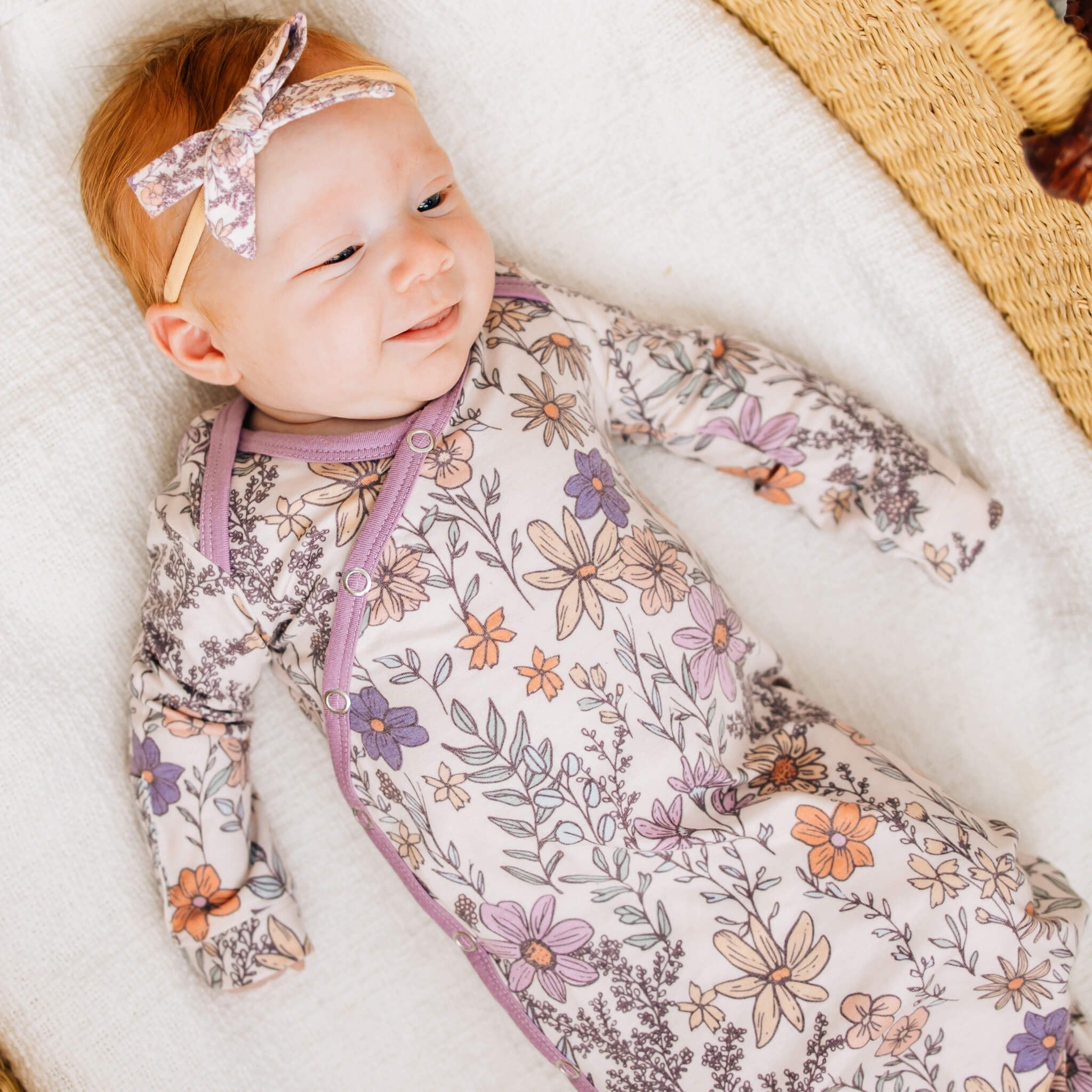 Newborn Knotted Gown - Flora