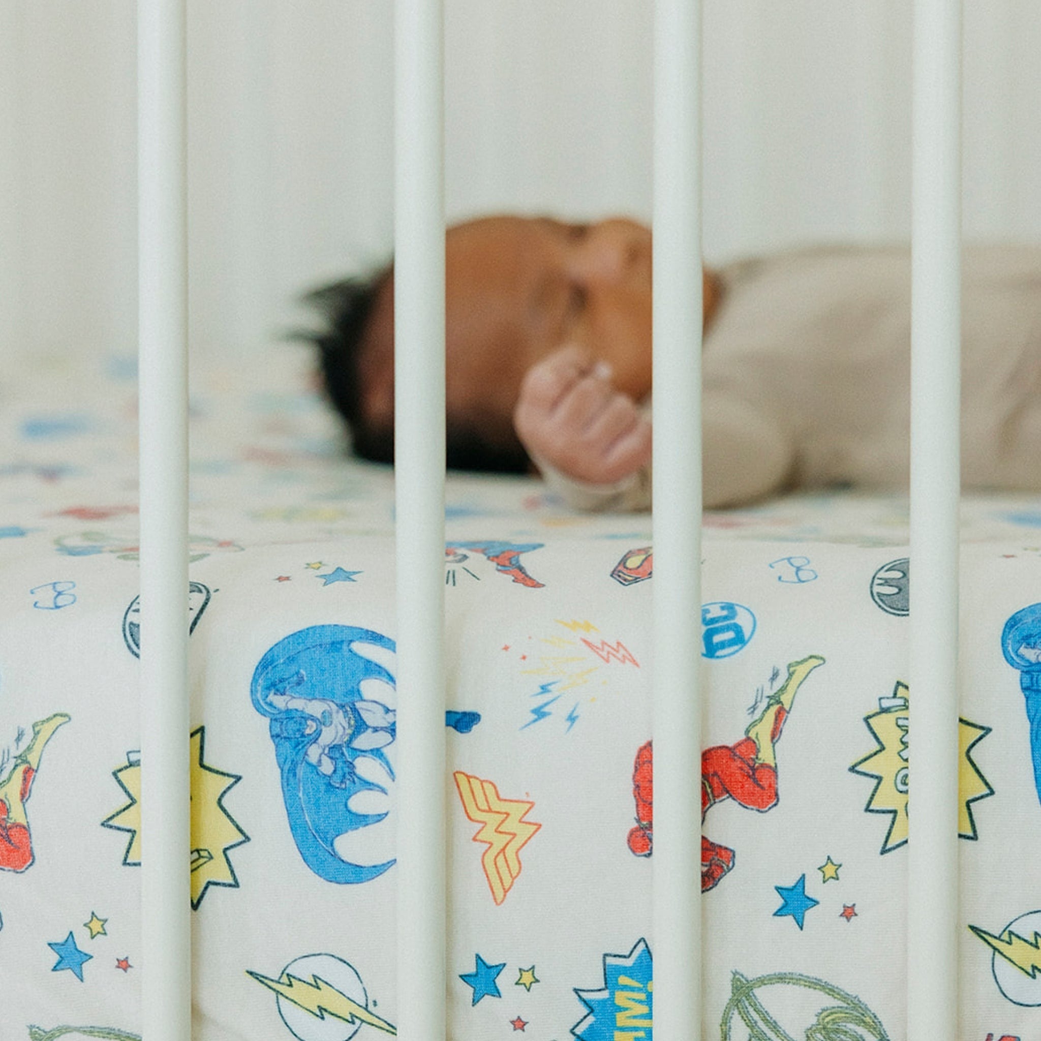 Premium Knit Fitted Crib Sheet - Justice League