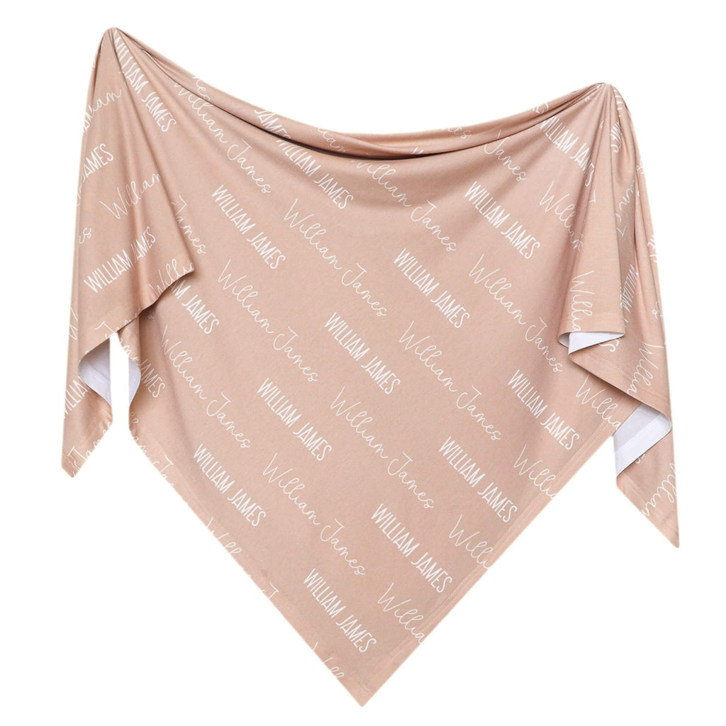 Personalized Baby Name Swaddle Blanket - Walnut