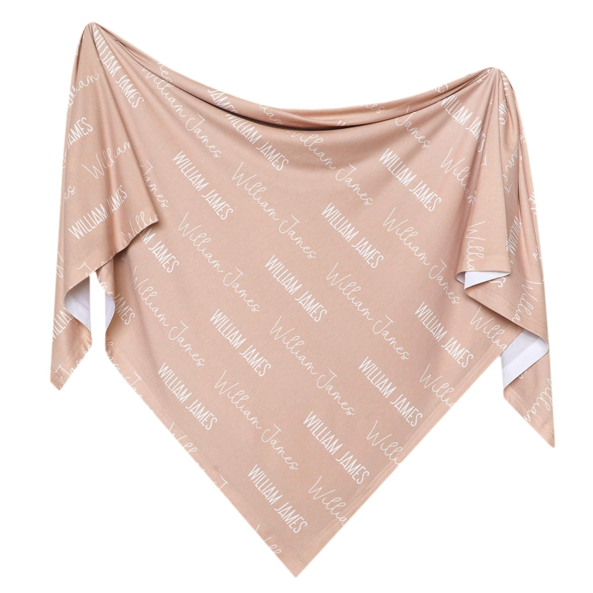 Personalized Baby Name Swaddle Blanket - Walnut