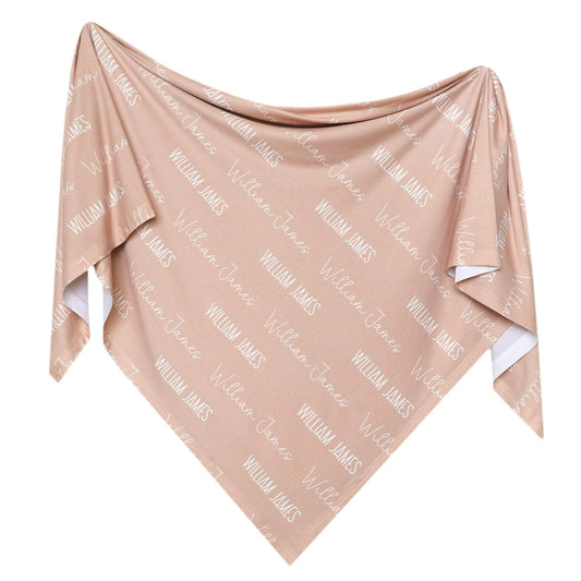 Personalized Baby Name Swaddle Blanket - Walnut
