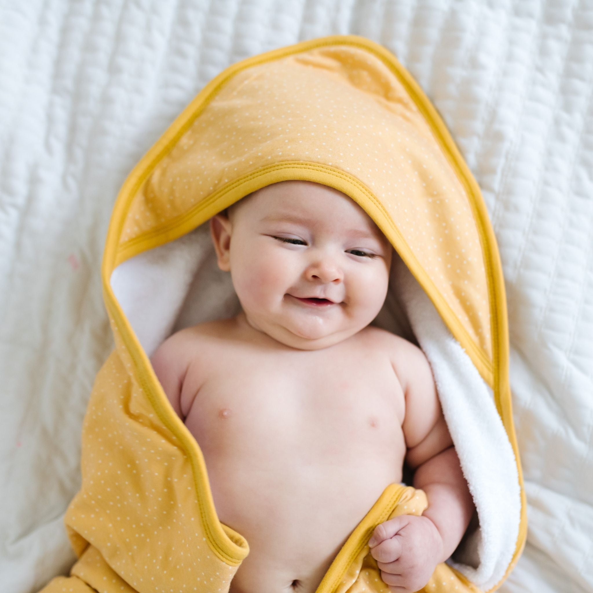 Premium Baby Knit Hooded Towel - Marigold