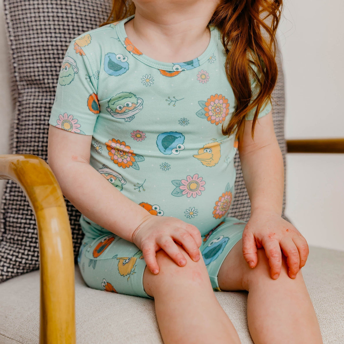 2pc Short Sleeve Pajama Set - Sesame Street Retro Floral