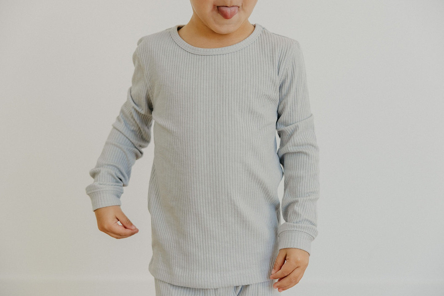 2pc Rib Knit Long Sleeve Pajama Set - Ash