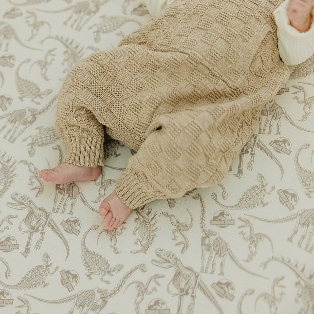 Premium Knit Fitted Crib Sheet - Jurassic Park Fossils
