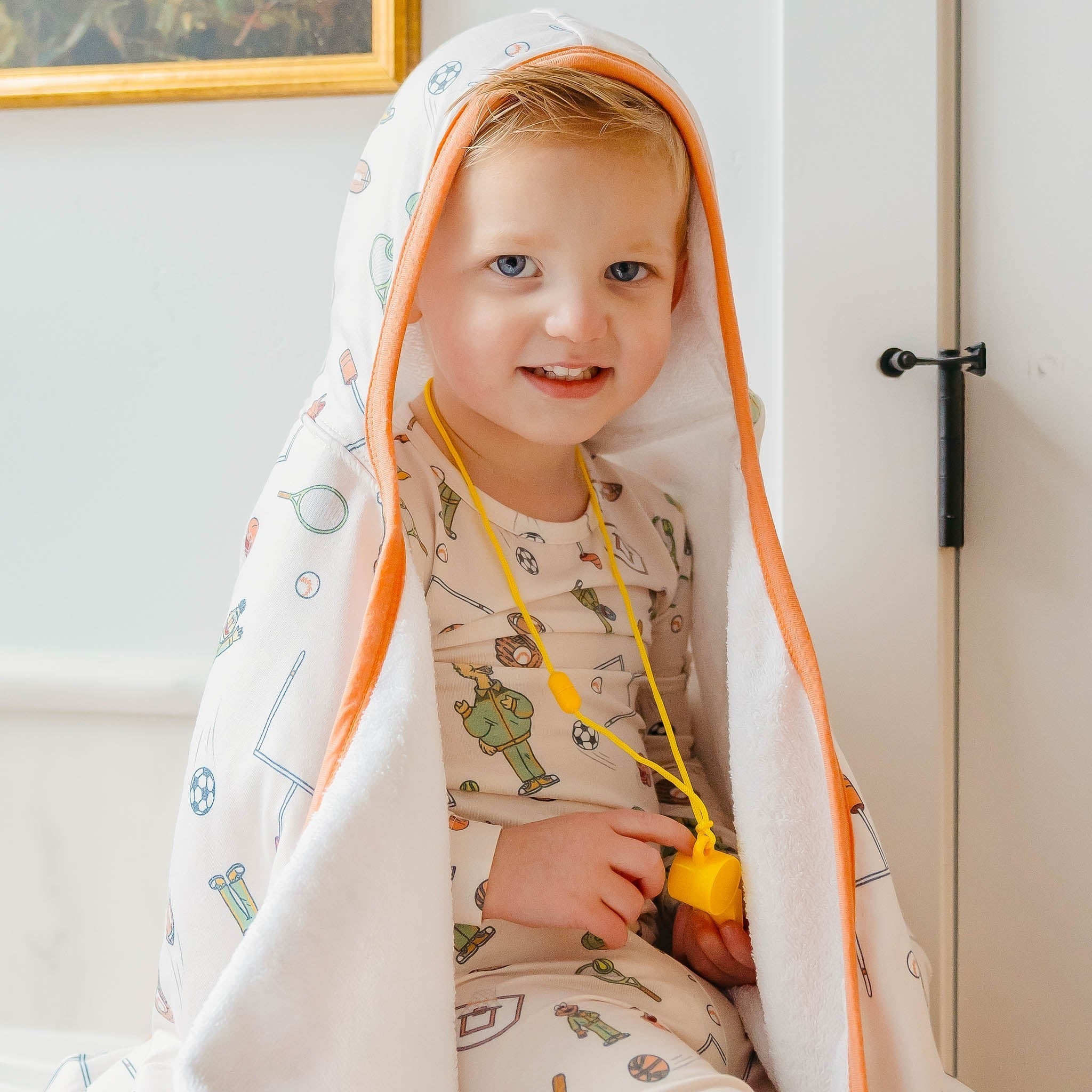 Premium Big Kid Hooded Towel - Sesame Street Varsity Friends