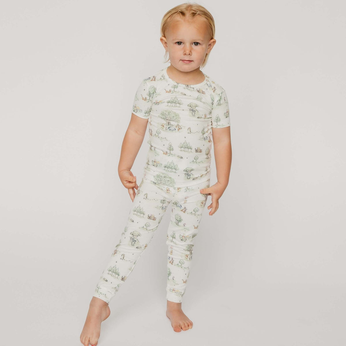 2pc Short Sleeve Pajamas with Pants - Hundred Acre Wood