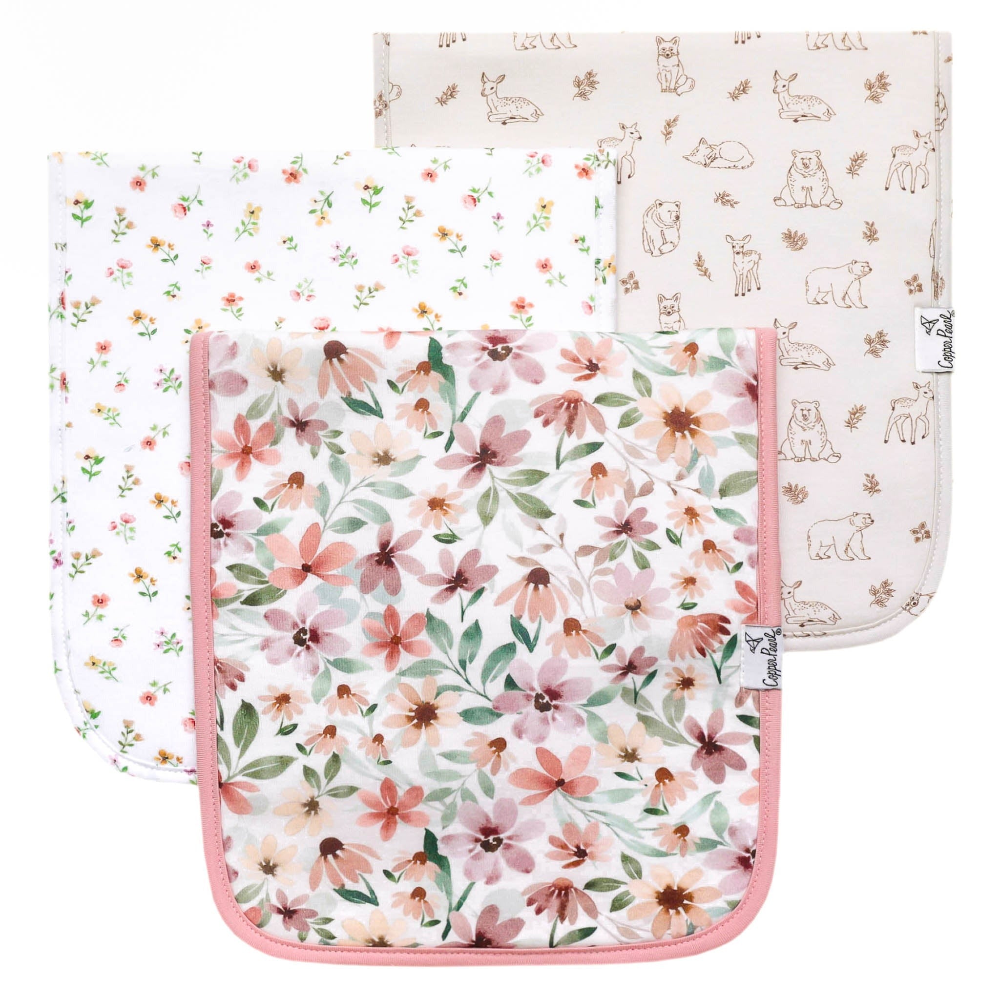 3 Pack Premium Burp Cloths - Natalie