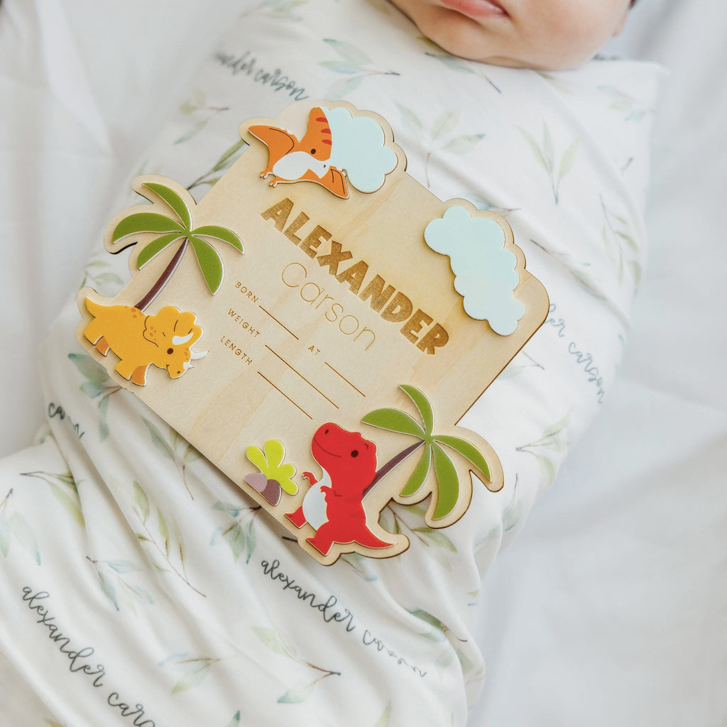 3D Acrylic Wooden Announcement Sign - Dino Medley