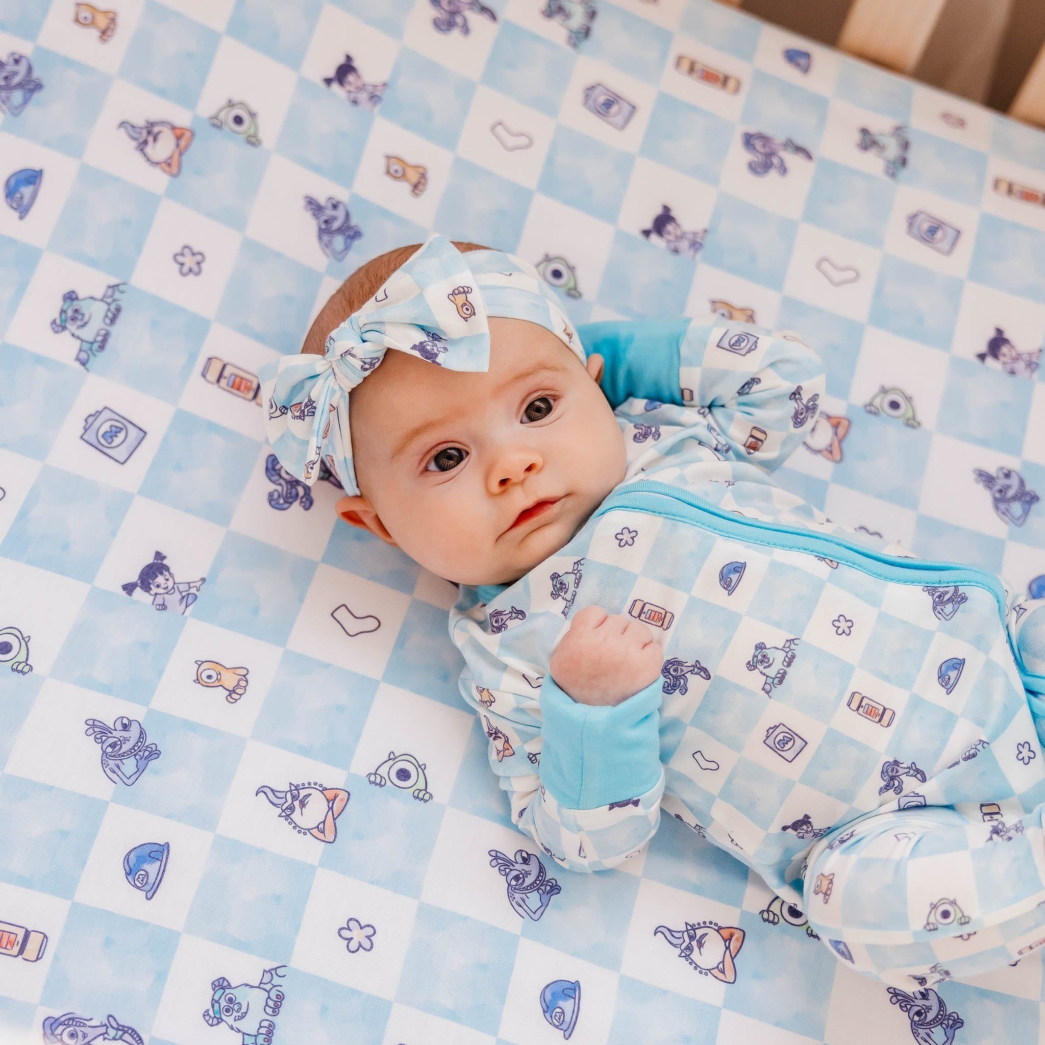 Premium Knit Fitted Crib Sheet - Monsters, Inc. Medley