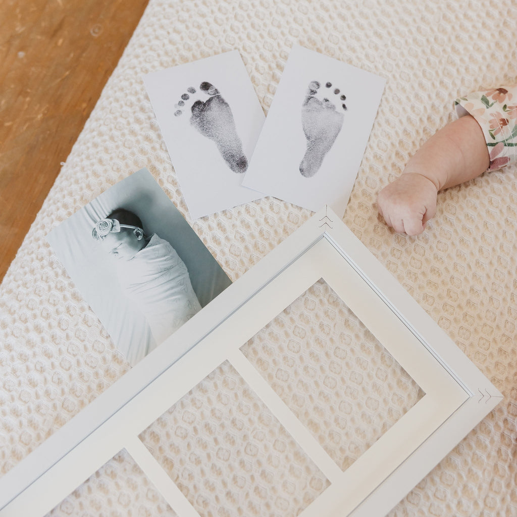 Matte White DIY Handprint & Footprint Kit with Frame