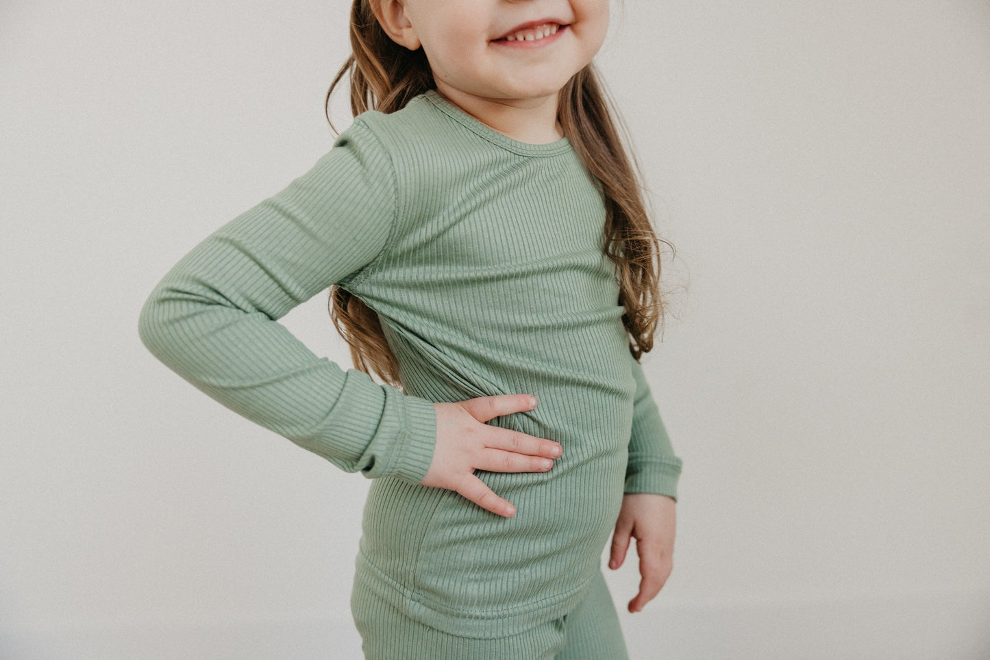 2pc Rib Knit Long Sleeve Pajama Set - Clover