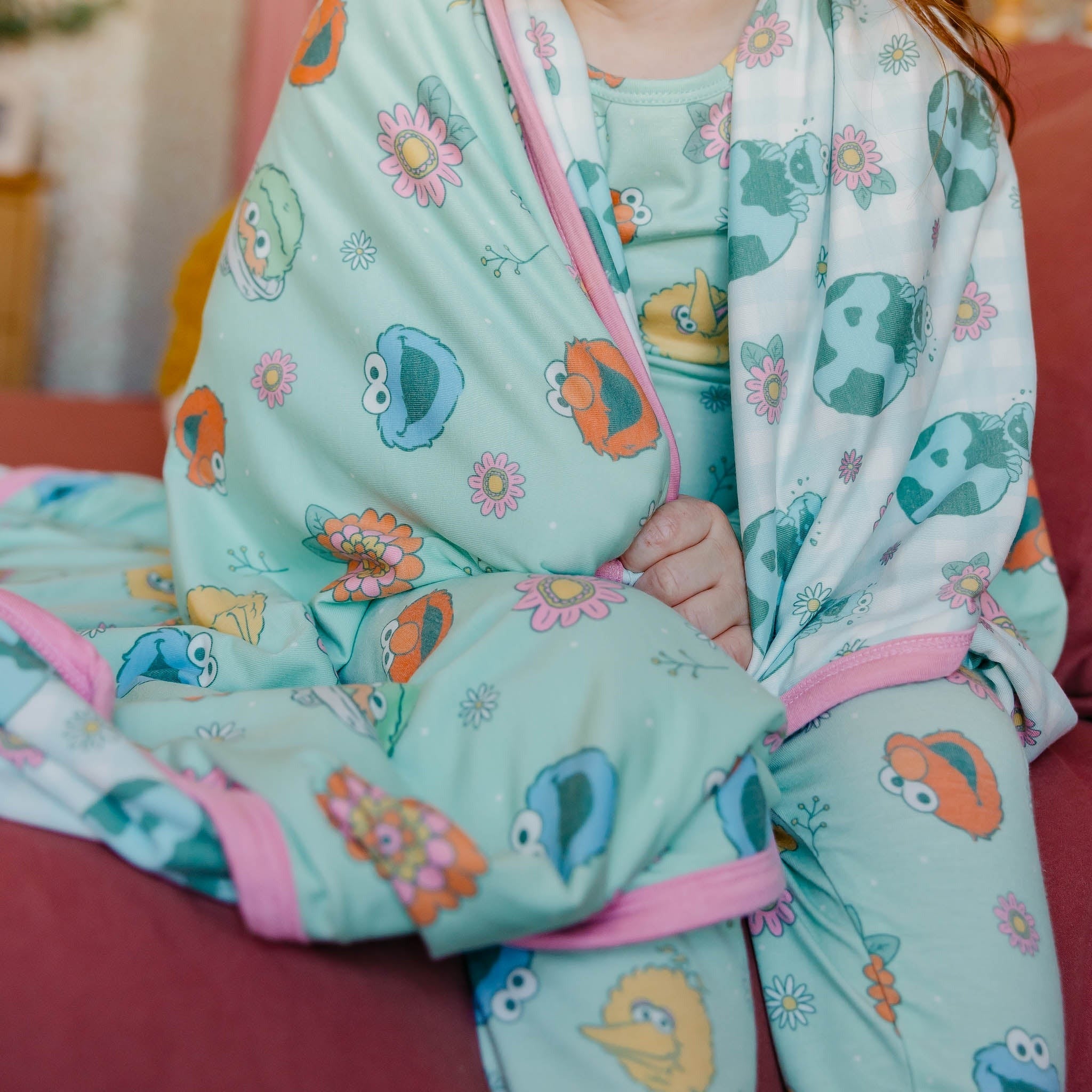 Three-Layer Quilt - Sesame Street Retro Floral