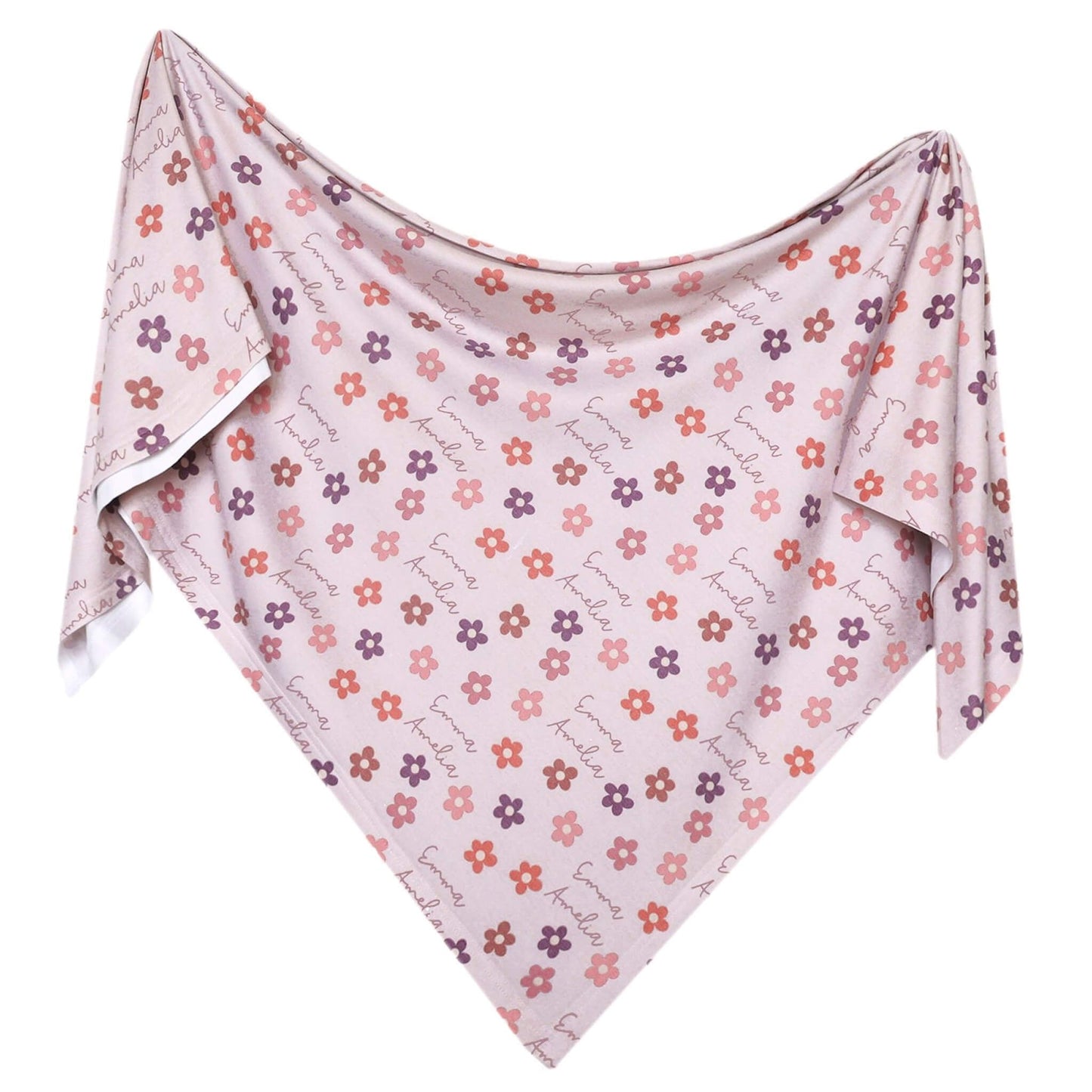 Personalized Baby Name Swaddle Blanket - Pink Daisy