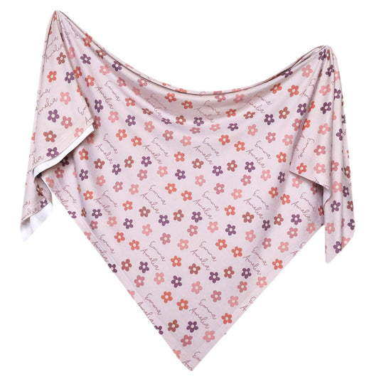 Personalized Baby Name Swaddle Blanket - Pink Daisy