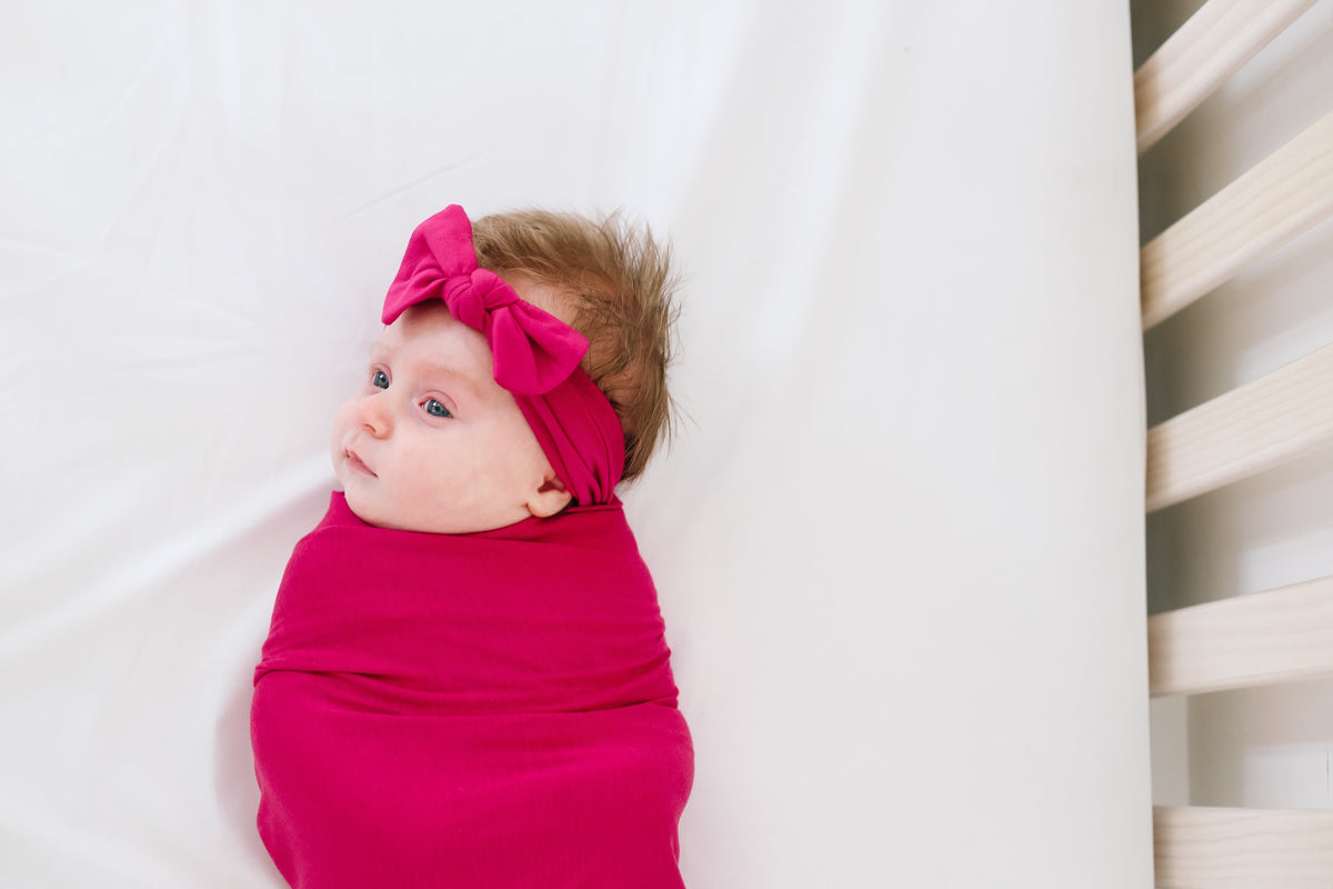 Knit Headband Bow - Raspberry
