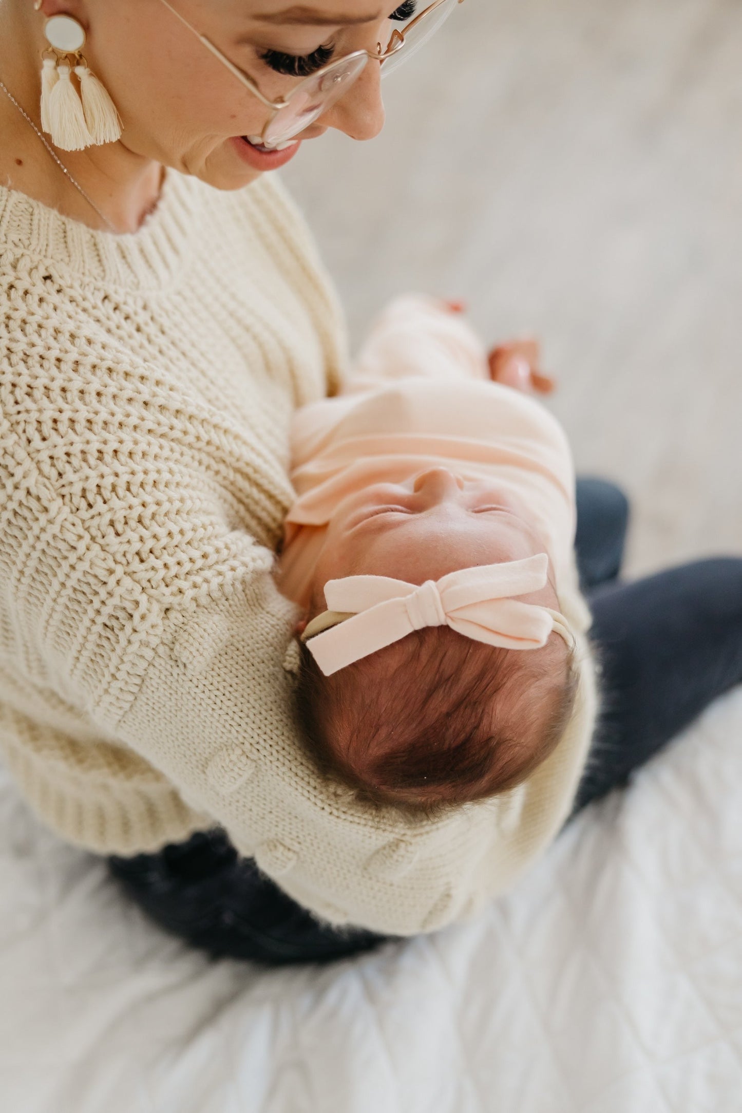 Ribbon Baby Bow - Blush