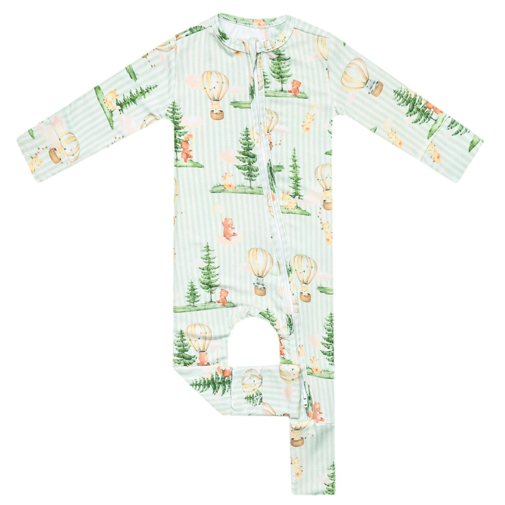 Bamboo Convertible Zip-Up Footie Pajama - Forest Explorer