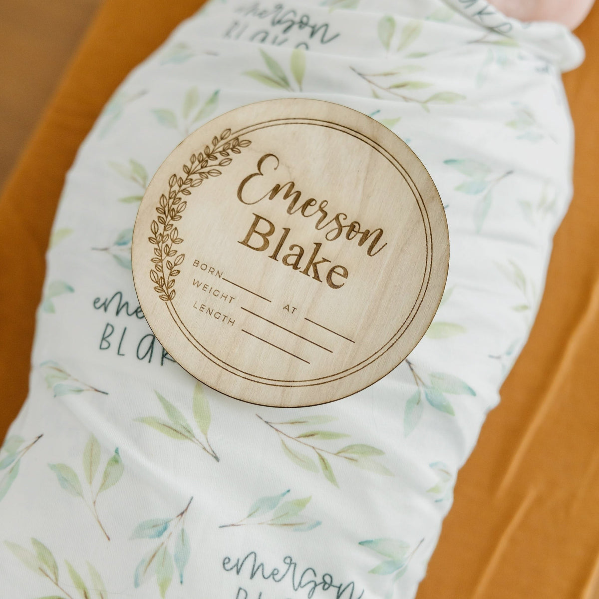 Personalized Wooden Announcement Sign - Olive Branch