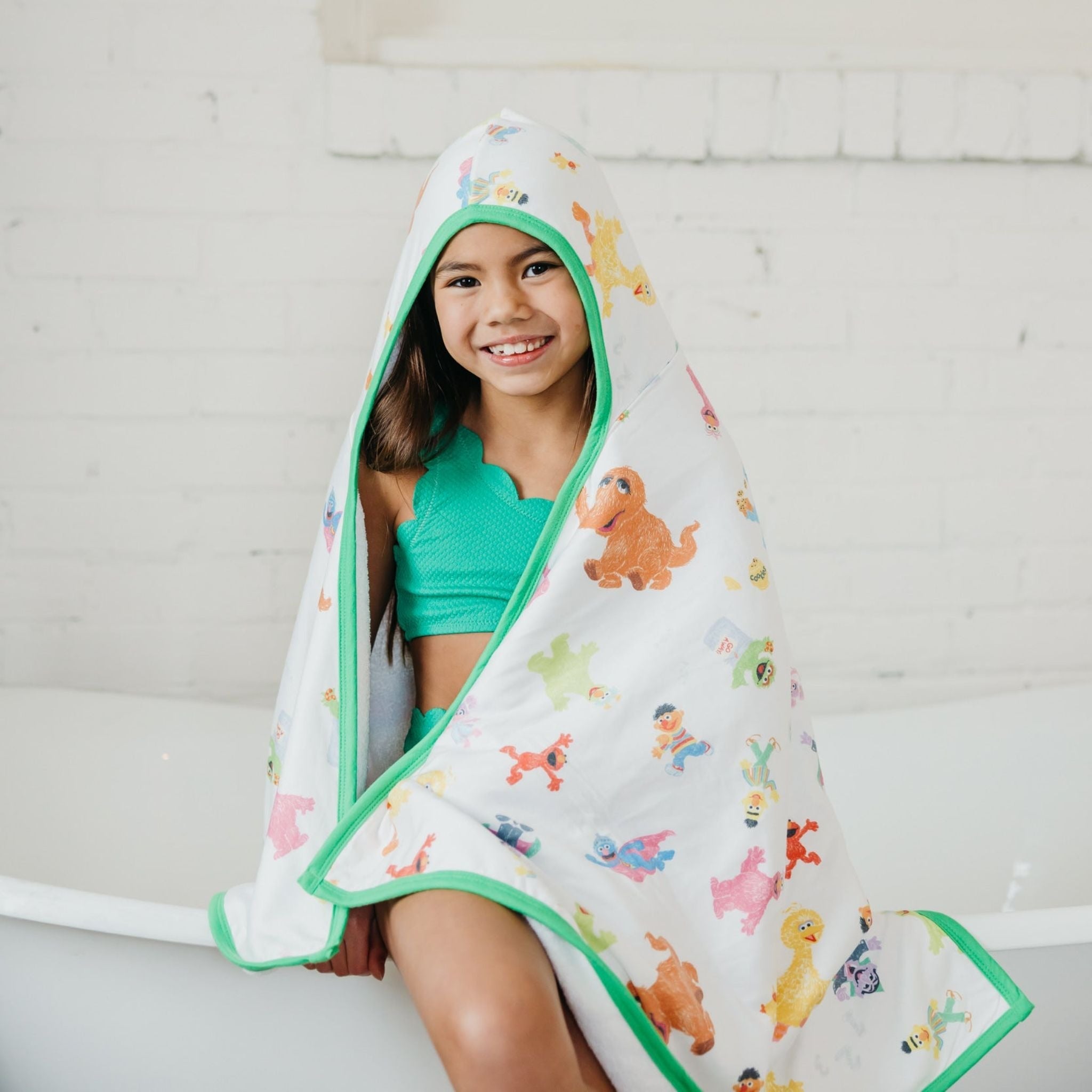 Premium Big Kid Hooded Towel - Sesame Friends
