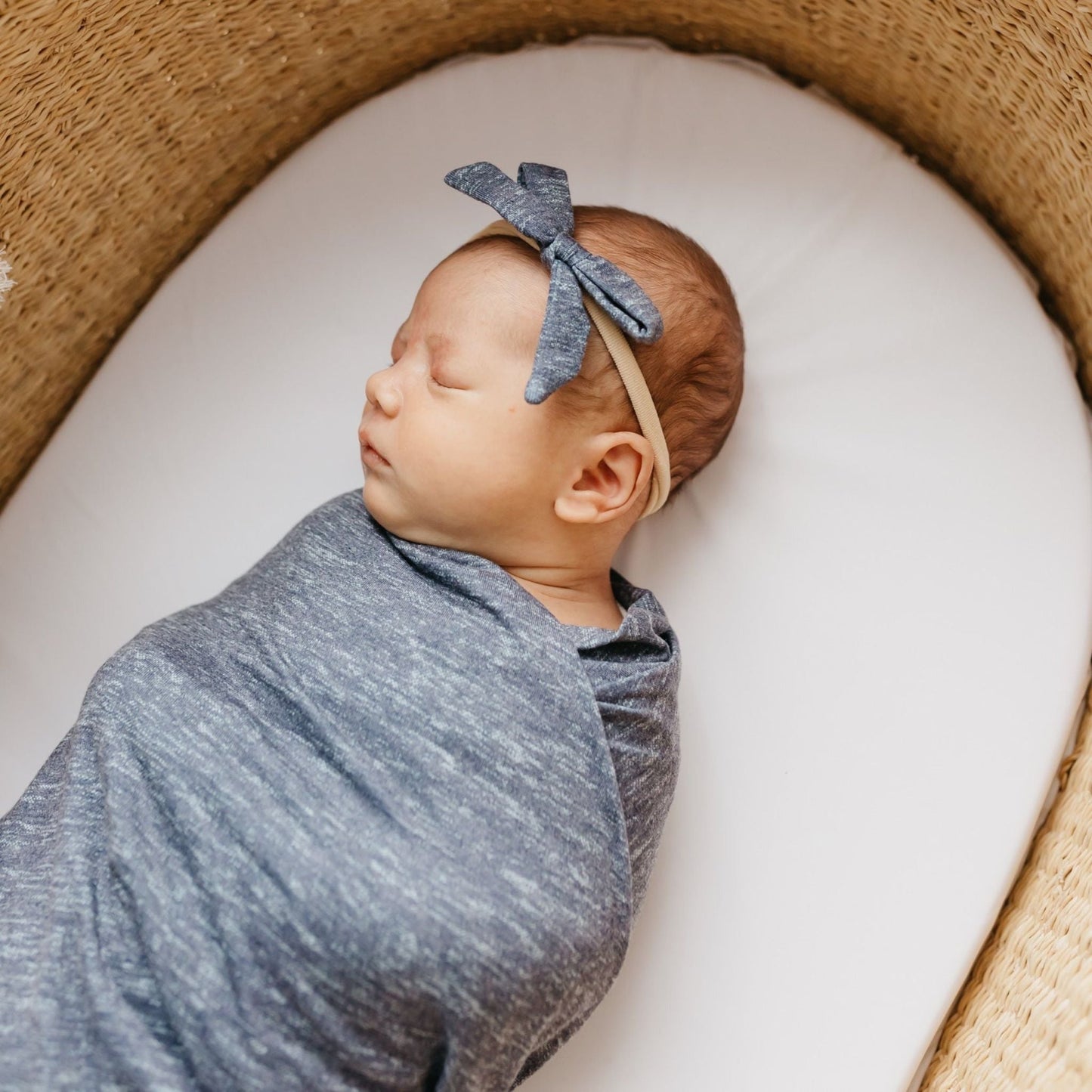Ribbon Baby Bow - Denim