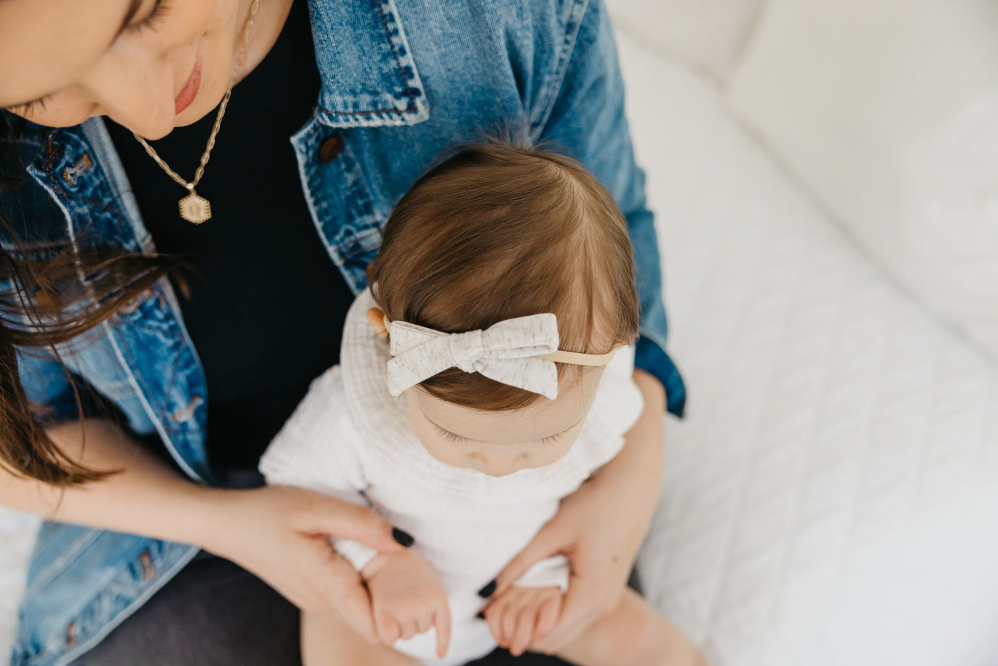 Ribbon Baby Bow - Oat