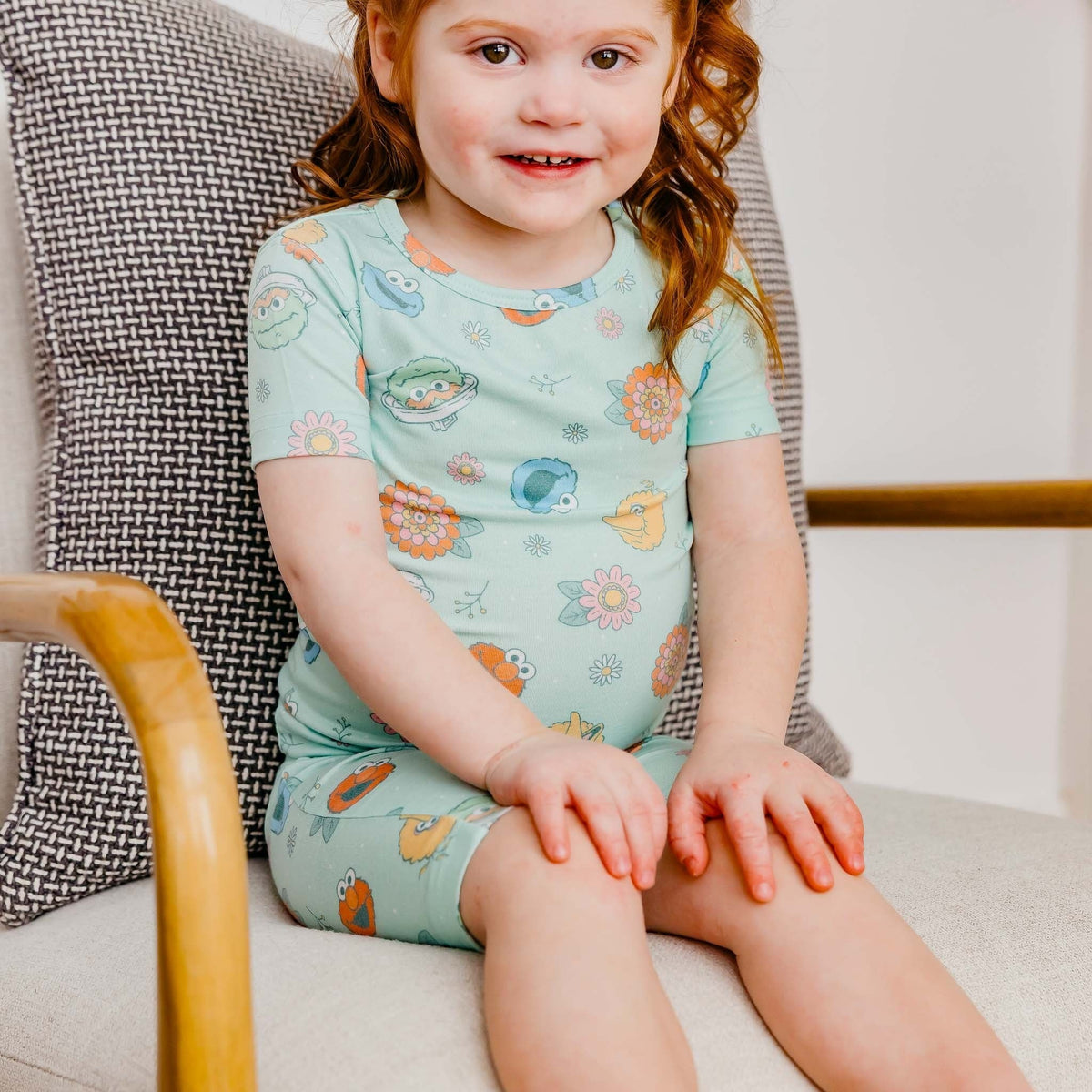 2pc Short Sleeve Pajama Set - Sesame Street Retro Floral