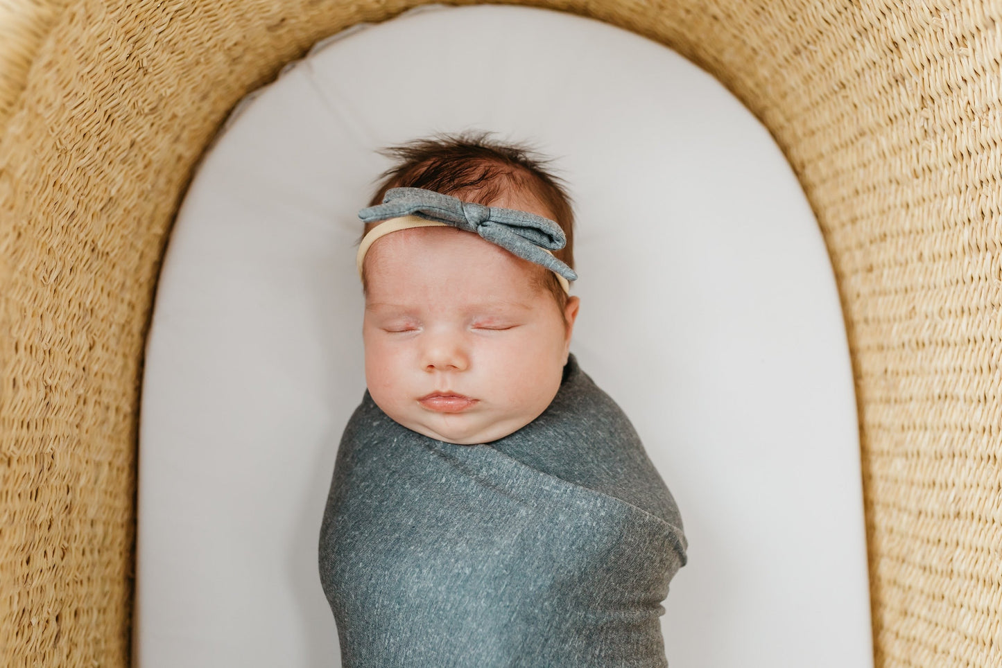 Ribbon Baby Bow - Slate