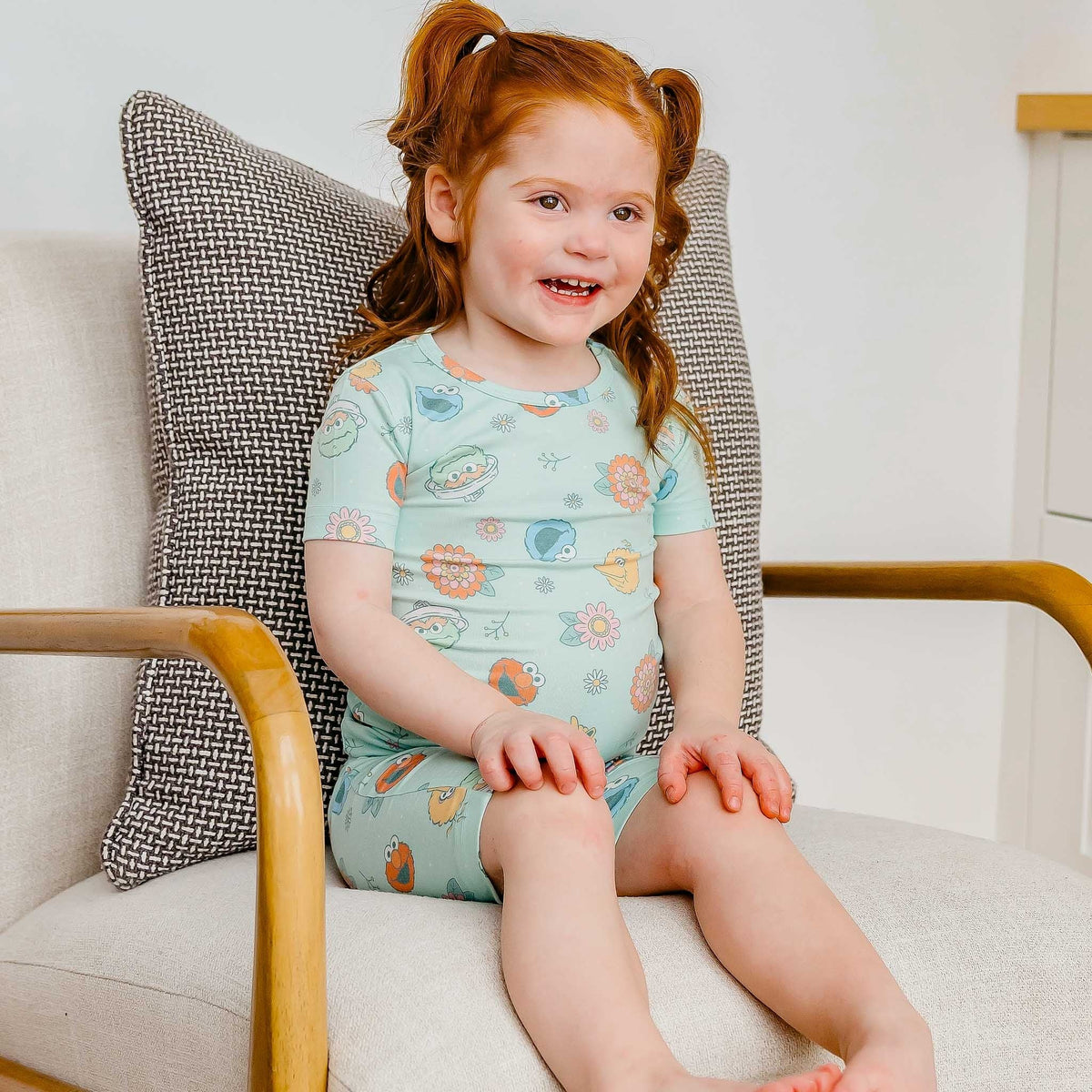 2pc Short Sleeve Pajama Set - Sesame Street Retro Floral