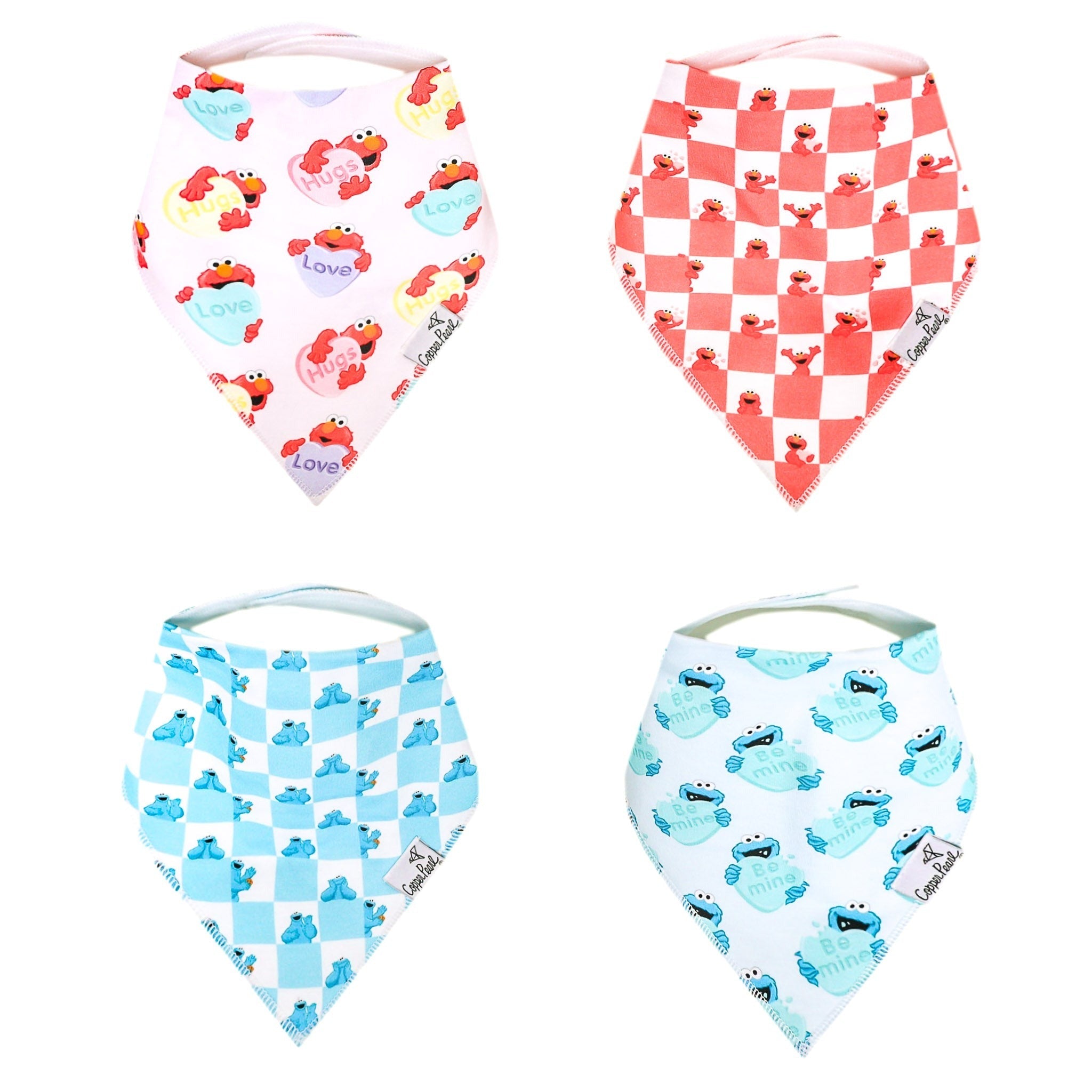4 Pack Baby Bandana Bibs - Elmo Heart Candies