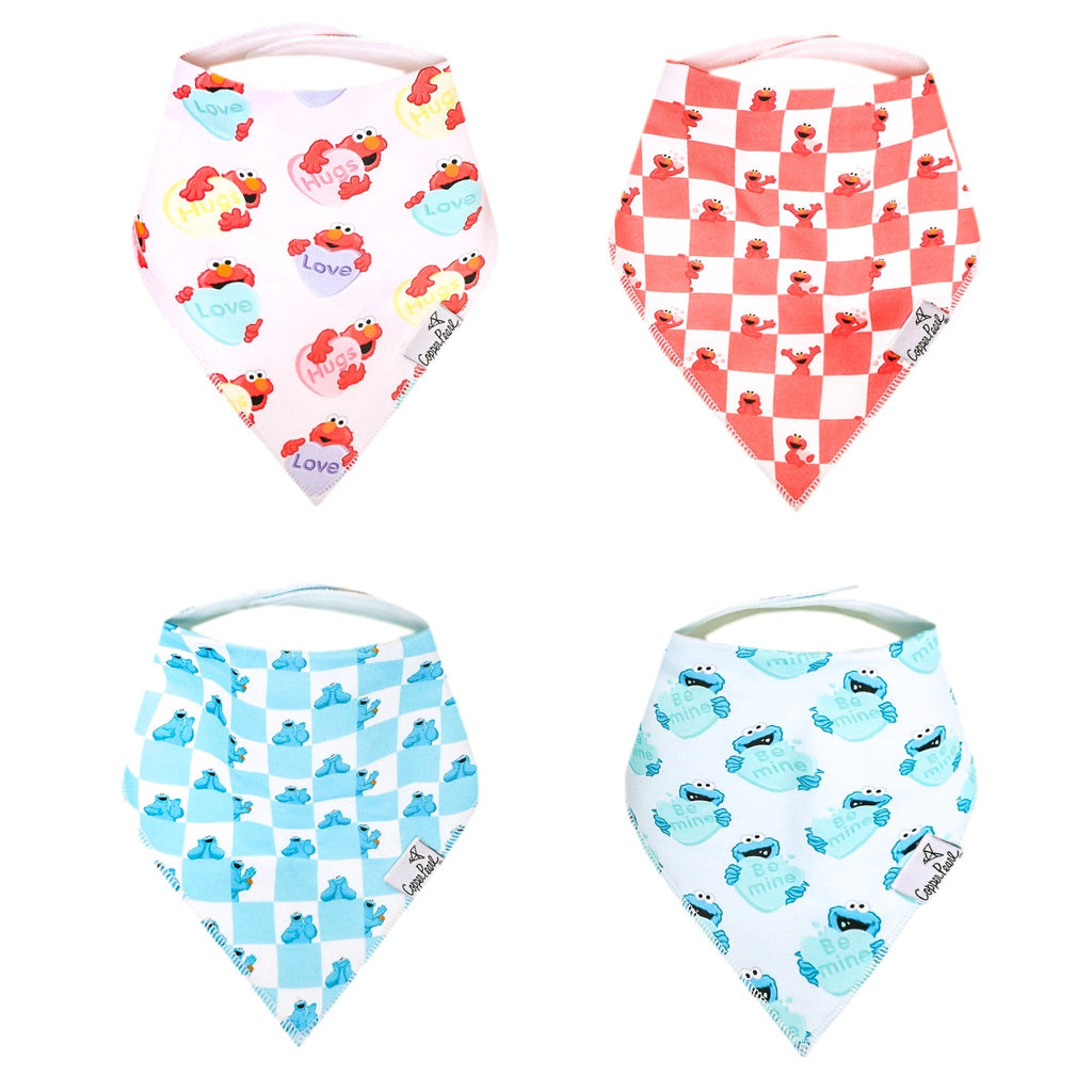 4 Pack Baby Bandana Bibs - Elmo Heart Candies
