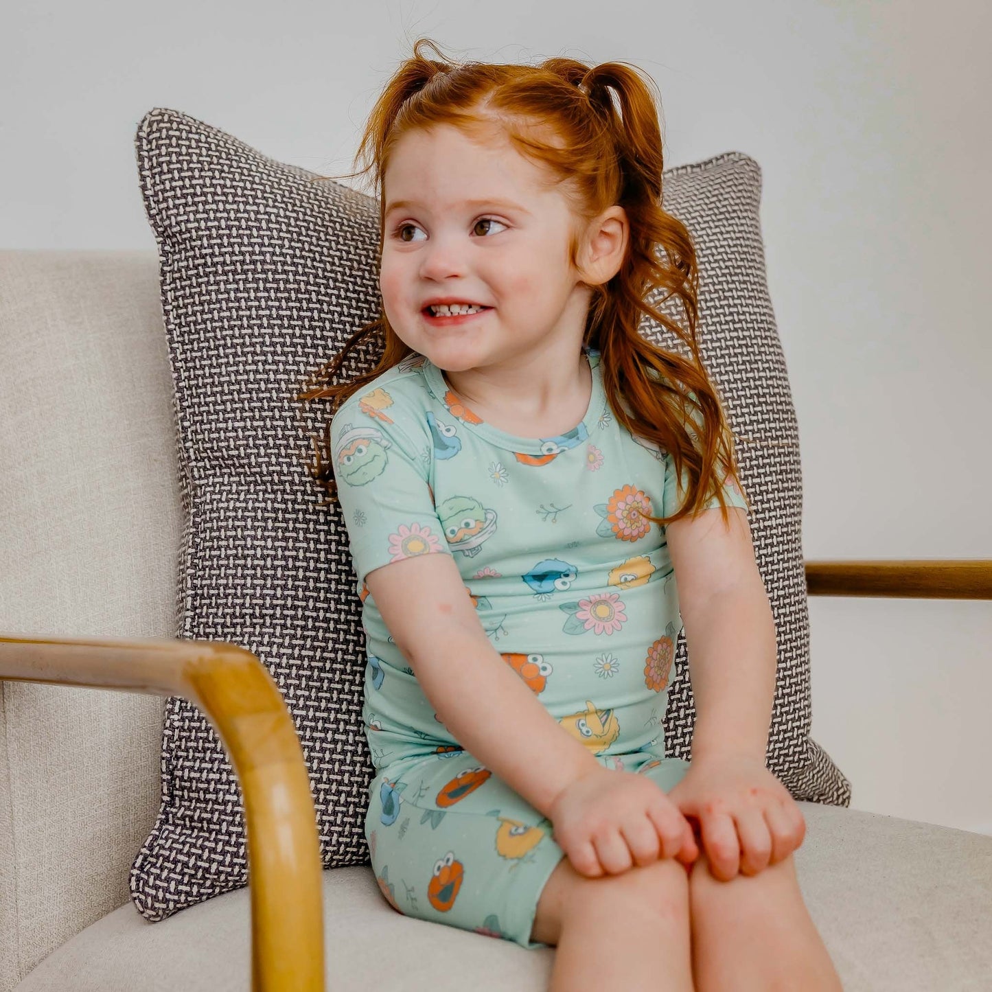 2pc Short Sleeve Pajama Set - Sesame Street Retro Floral