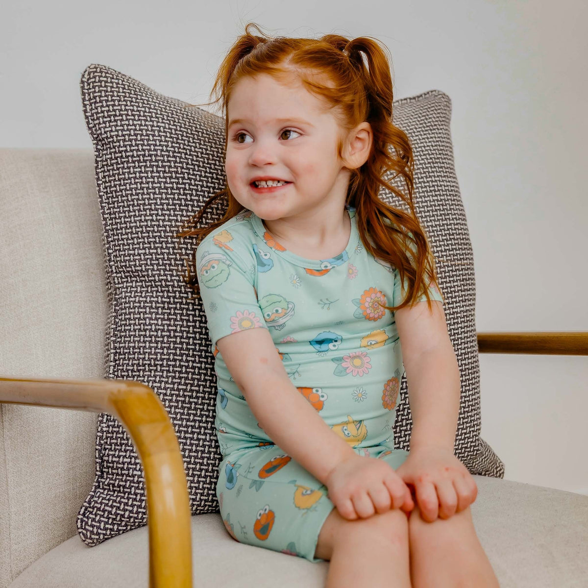 2pc Short Sleeve Pajama Set - Sesame Street Retro Floral