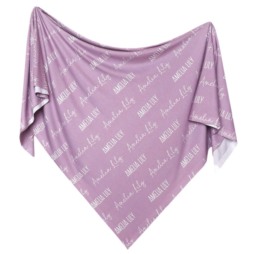 Personalized Baby Name Swaddle Blanket - Mulberry