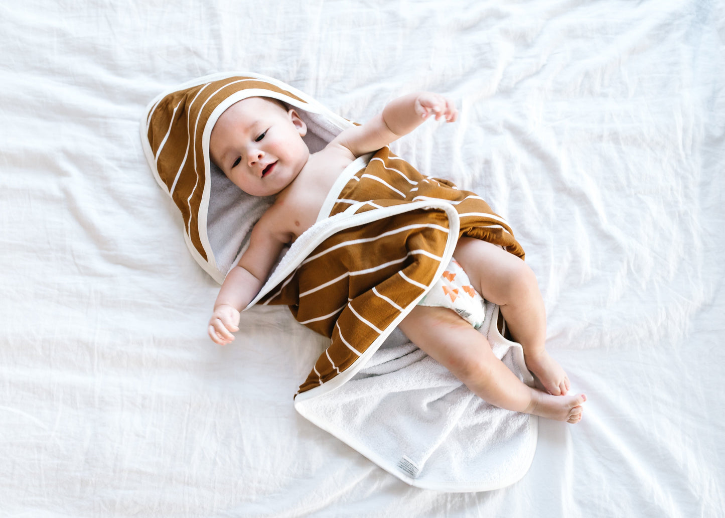Premium Baby Knit Hooded Towel - Camel