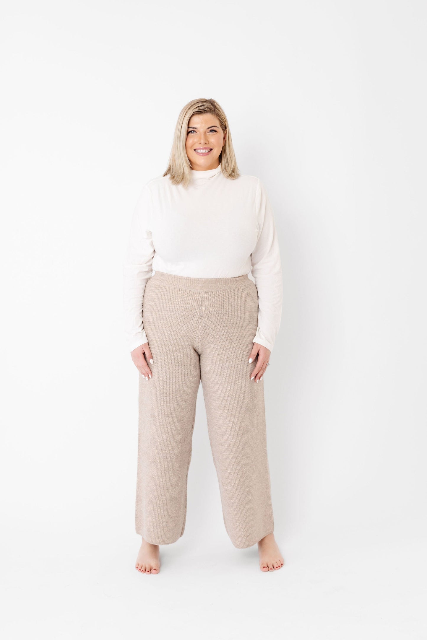 Women's Luxe Wide Leg Sweater Pant - Oatmeal