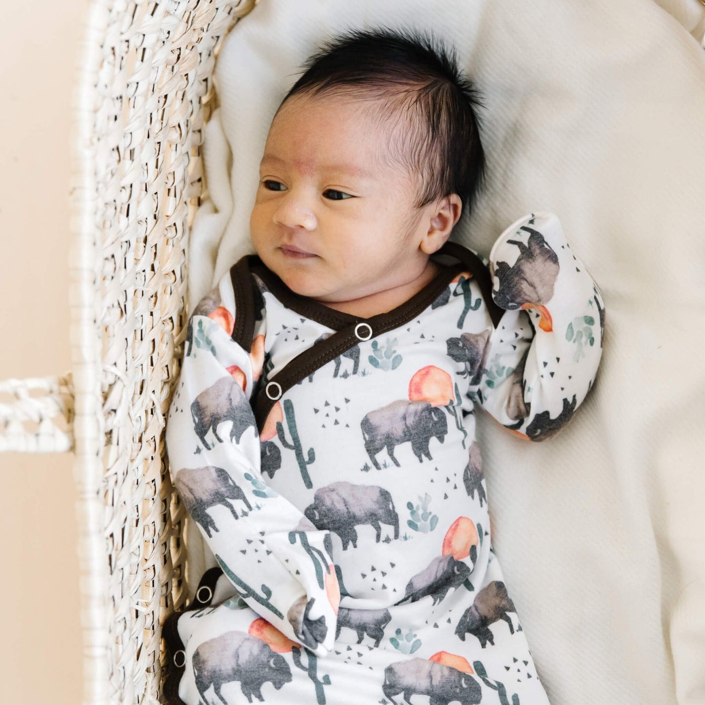 Newborn Knotted Gown - Bison