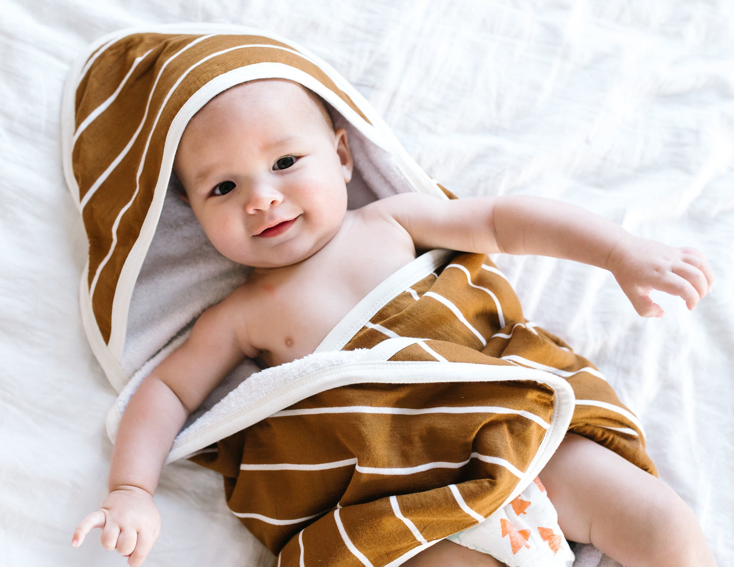 Premium Baby Knit Hooded Towel - Camel