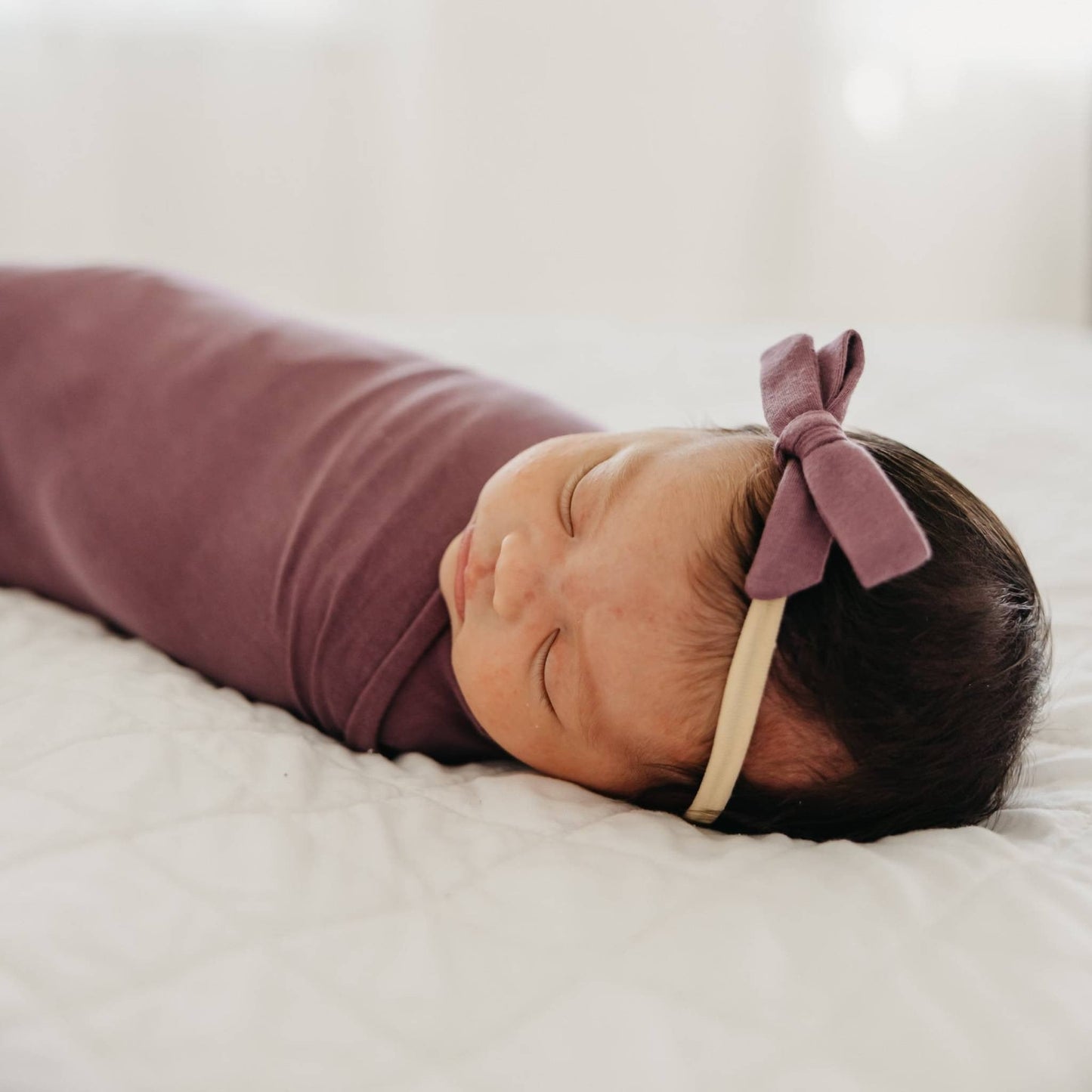 Ribbon Baby Bow - Plum