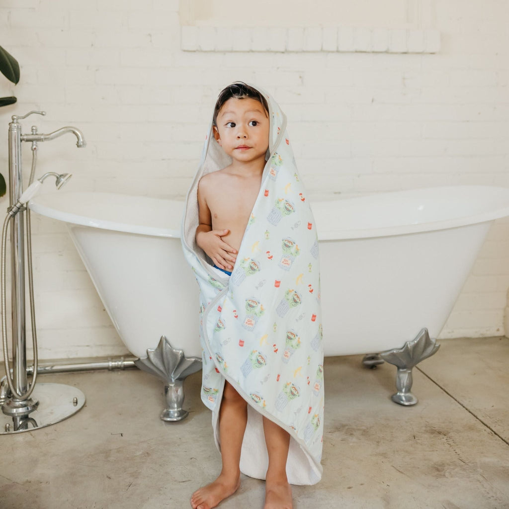 Premium Baby Knit Hooded Towel - Oscar the Grouch
