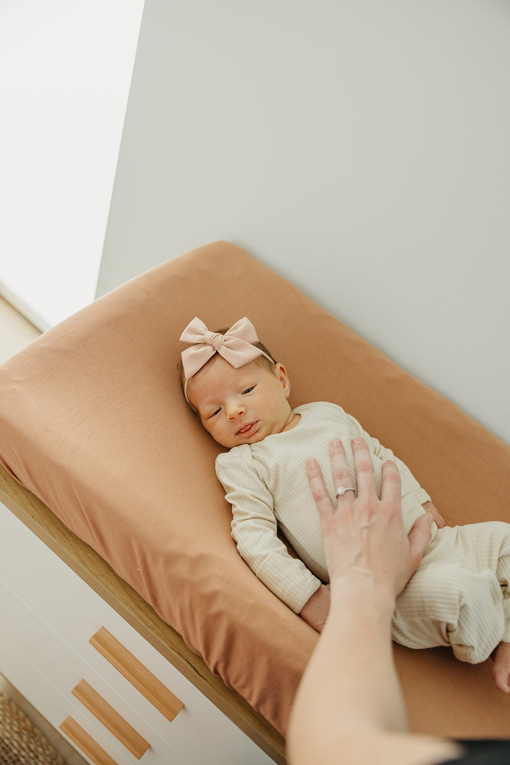 Premium Knit Diaper Changing Pad Cover - Pecan