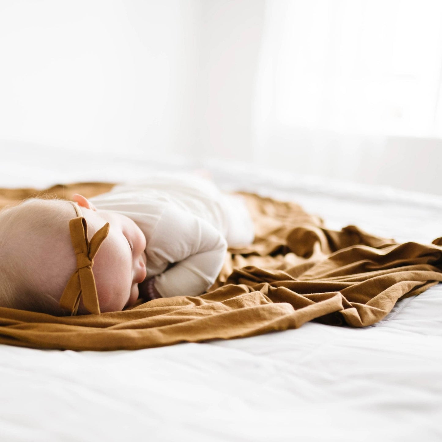 Ribbon Baby Bow - Camel