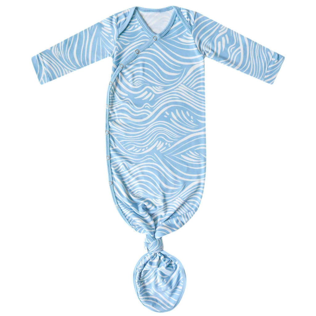 Newborn Knotted Gown - Surf