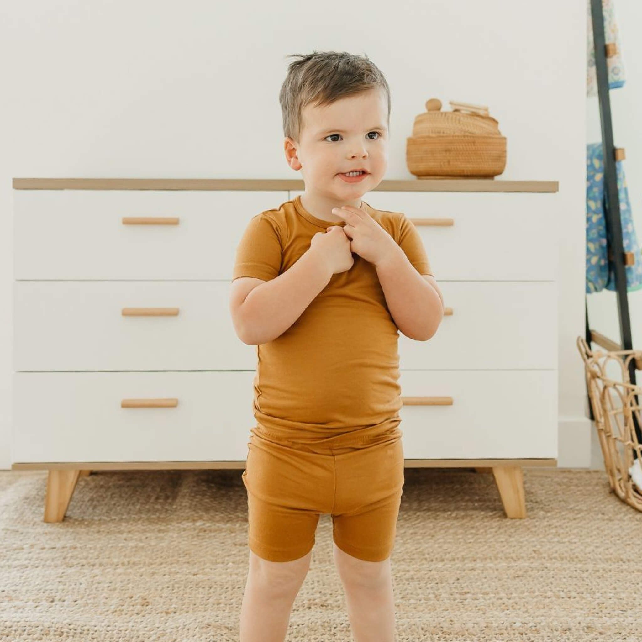 2pc Short Sleeve Pajama Set - Camel