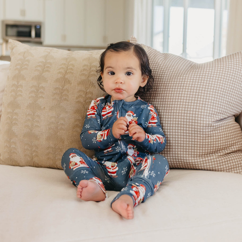 Bamboo Convertible Zip-Up Footie Pajama - Santa Claus