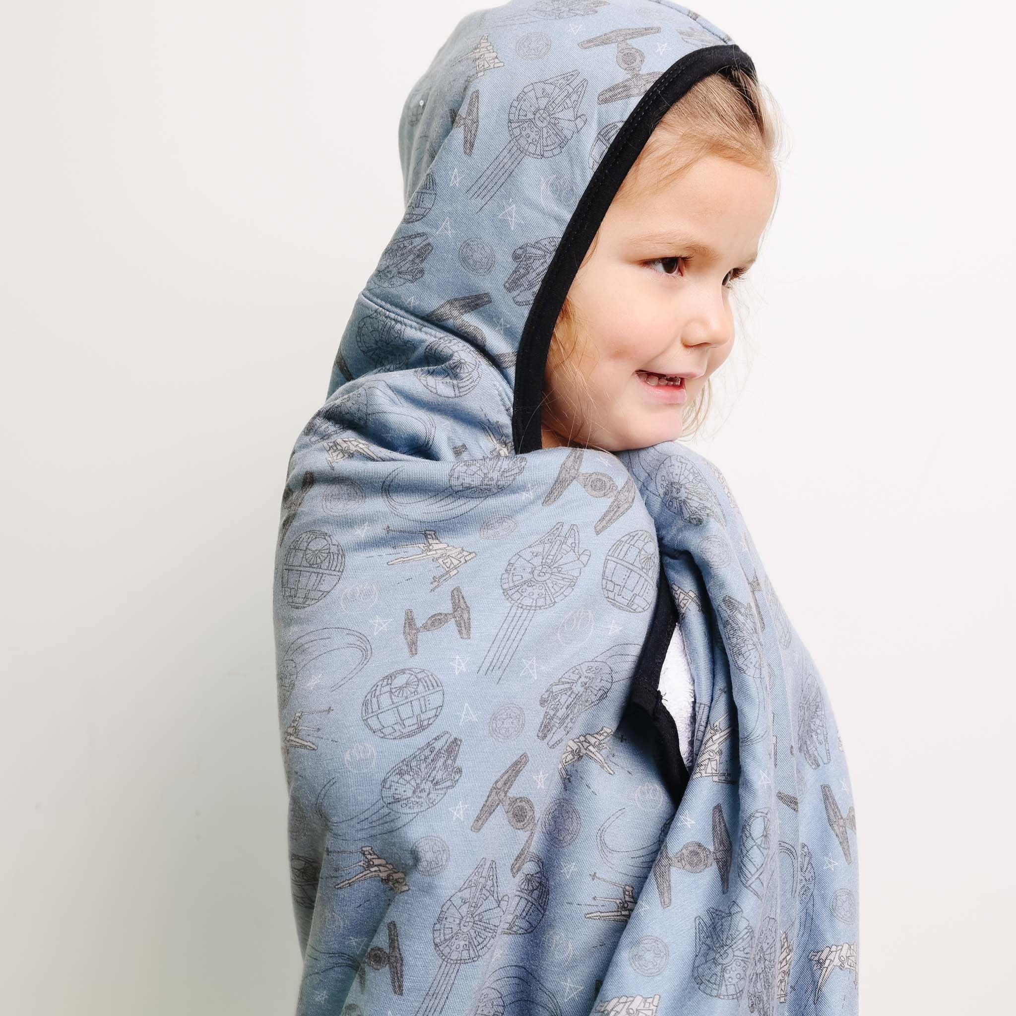 Premium Big Kid Hooded Towel - Starships
