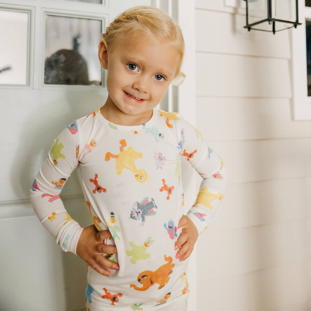 2pc Long Sleeve Pajama Set - Sesame Friends